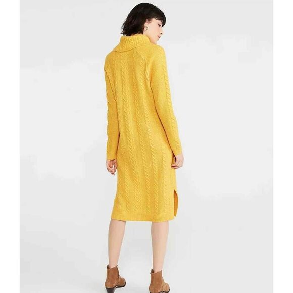 NWT Ann Taylor Yellow Cable Knit Long Sleeve Turtleneck Dress varios size - Picture 2 of 4